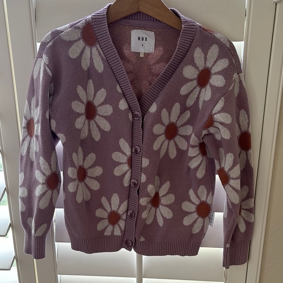 Huxbaby Lilac Daisy Knit Cardigan, Size 6yo - Picture 5 of 9
